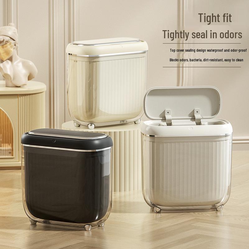 2026 Smart Inner & Outer PET Double Barrel Induction Trash Can, 14L Large Capacity for Living Room