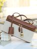 2025 Women's Genuine Leather and Canvas Handbag - Fashionable and Simple Lunch Box Bag