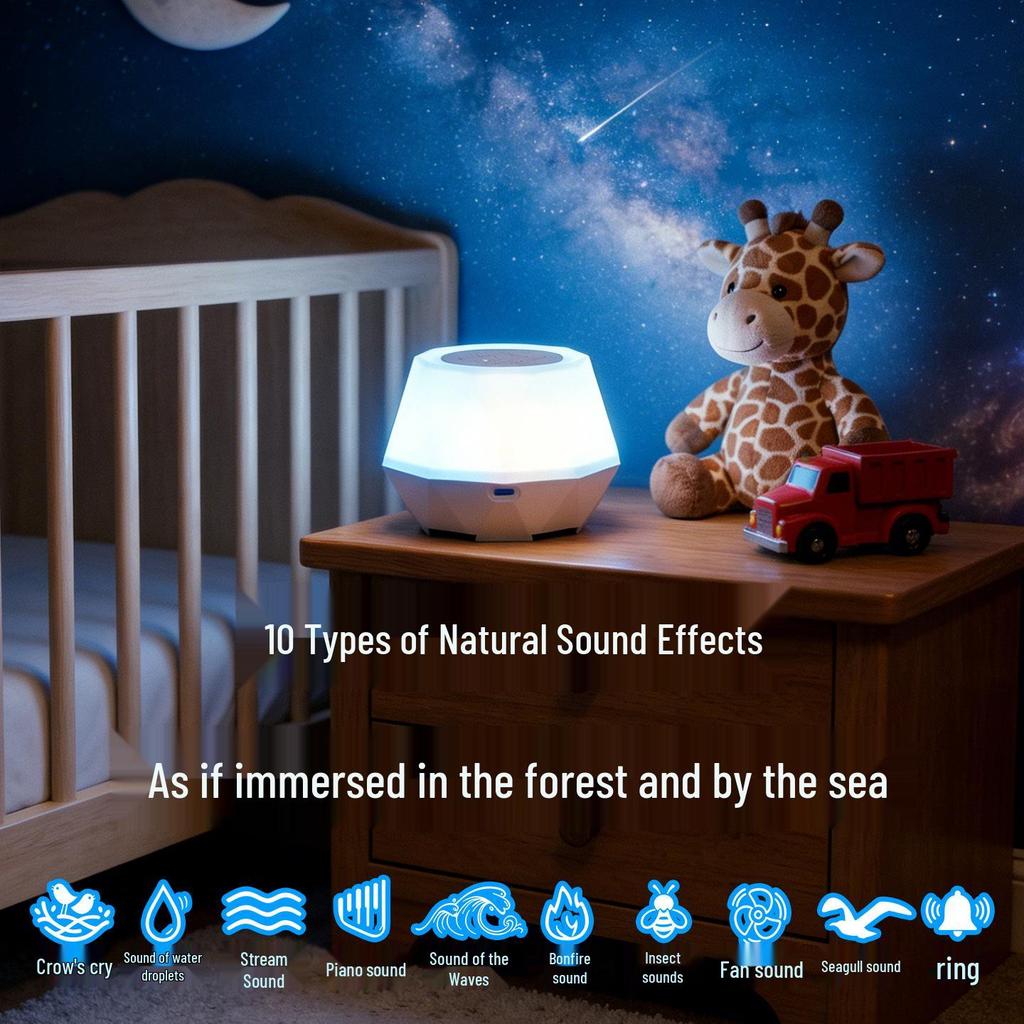 Portable Seven-Color Night Light & White Noise Sleep Aid for Baby