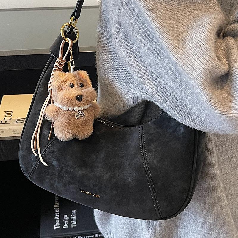Niche retro suede dumpling bag autumn and winter new fashion matte shoulder bag commuter armpit bag