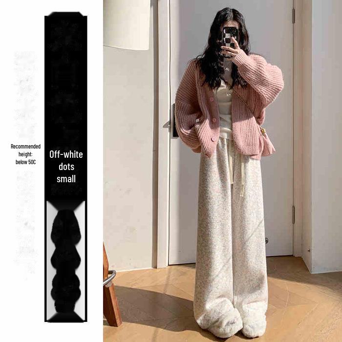 

Женские брюки Rainbow Glutinous Rice — весна/зима 2024 г. Высокая талия, свободный крой, высокая талия, бархат, широкие штанины. M