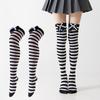 1 Pair Double Bow Decor Striped Over Knee High Socks Soft Skin-friendly for Girls Cosplay Halloween Costume Wear