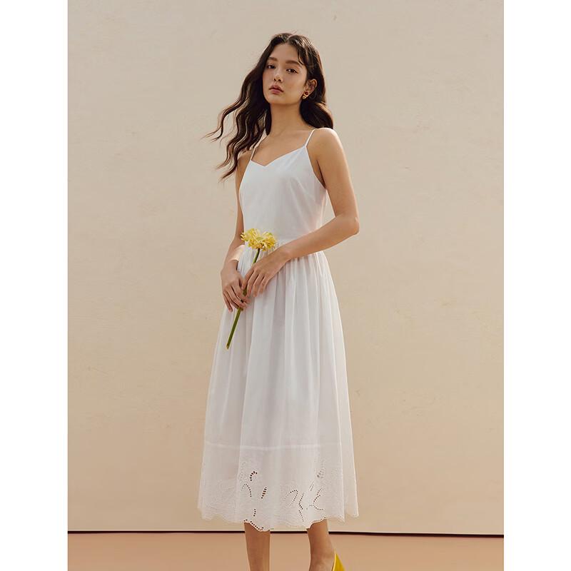 INMAN French V-Neck Embroidered A-Line Dress