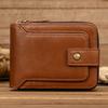 Leather Short Wallet Multi-Card Zipper Wallet For Men And Women Cowhide Wallet With Change Bag Wallet