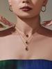 Qiong Yao Geometric Oval Black Zircon Pendant Clavicle Chain - Light Luxury Stainless Steel Jewelry
