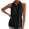 Women's Button Up Shirt Sleeveless Basic Casual Solid Color Summer Shirt Top