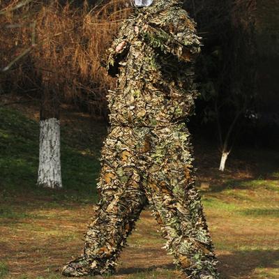 2 Teile/satz Outdoor Verkleidung Top Hosen Anzug 3D Blätter Dekor Atmungsaktiv Hunter Ghillie Anzug Camouflage Kleidung CS Training Dschungel Kapuzenjacke