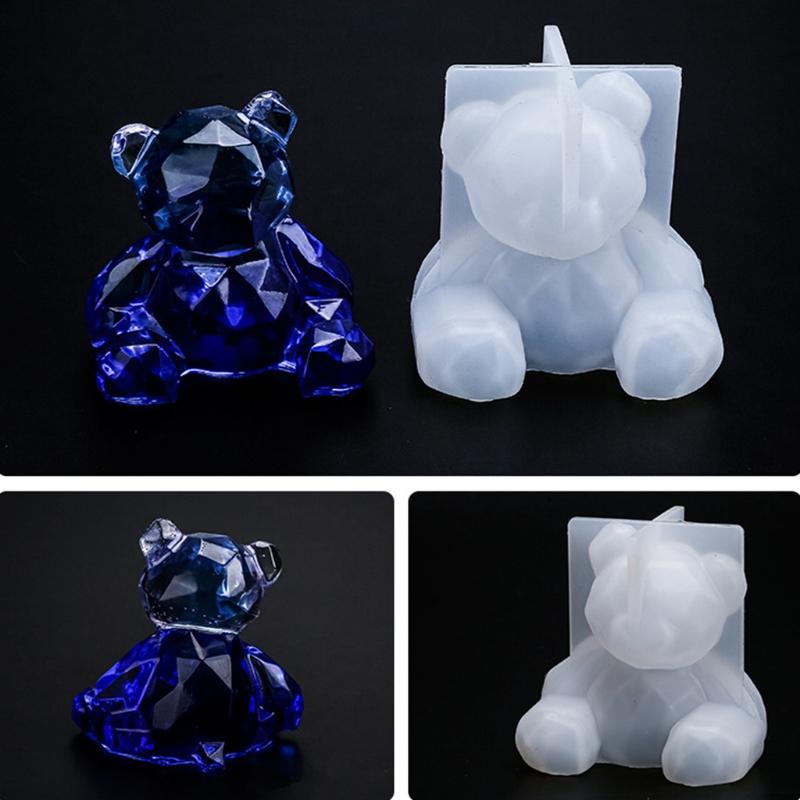 Handicrafts Soap Plaster Candle Resin Casting Mold 3D Handmade Geometric Bear Mold DIY Car Aromatherapy Silicone Mold
