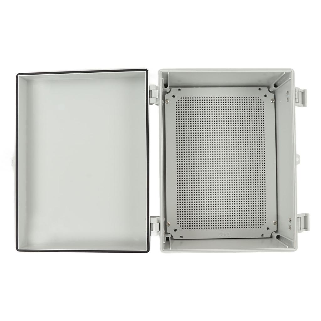 Outdoor Waterproof Junction Box ABS Grey 15.7 X 11.8 X 6.7in Hinge Cover Insulated Electrical Box for Garden