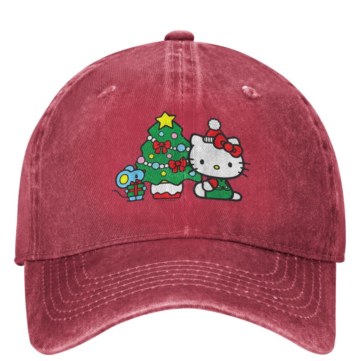 

Christmas Hello Kitty Tree Denim Baseball Cap Outdoor Sports Trucker Dad Hat Summer Couple Women Casual Designer Snapback Cap 1200ml