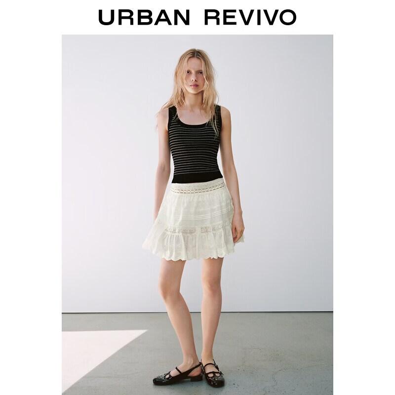UR2026 Women s High Waist Jacquard Mini Skirt S белый