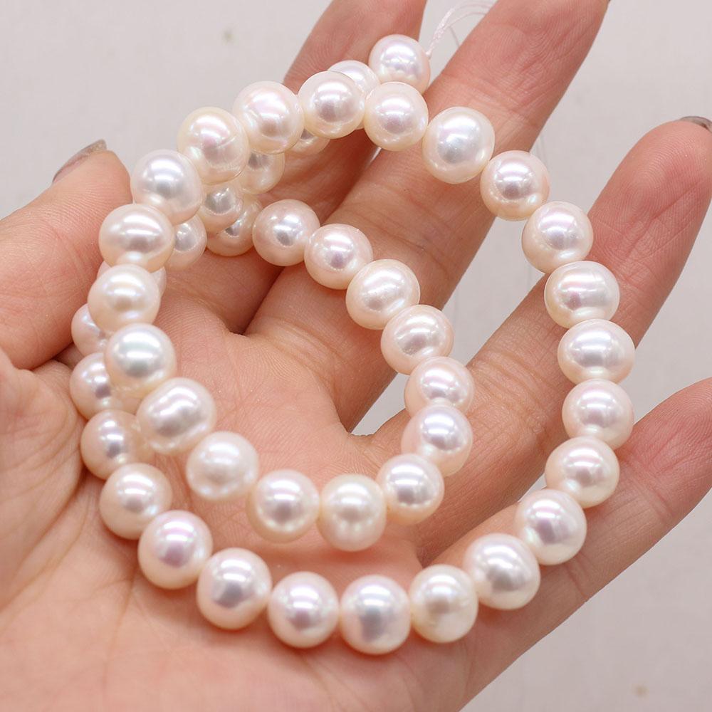 

1String, 9-10mm White Natural Freshwater Near Round Pearls 36cm Loose Beads for Handmade Jewelry Craft Supplies, DIY Holiday Gifts 1String/9-10mm-36cm білий