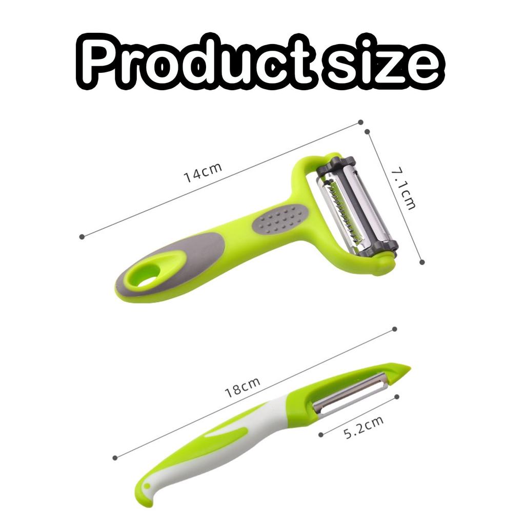 SINBINTA Vegetable and Fruit Peeler Set of 2, Stainless Steel/PP, 14x7.1cm/18x5.2cm, Ergonomic Non-Slip Handle, Easy To Clean, Green