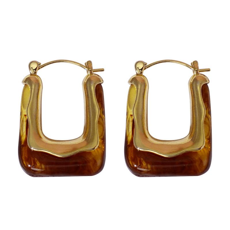 Square Maillard Earrings Autumn and Winter Earrings French Retro Design Temperament Foreign Style Small Fragrant Style Ear Buckle