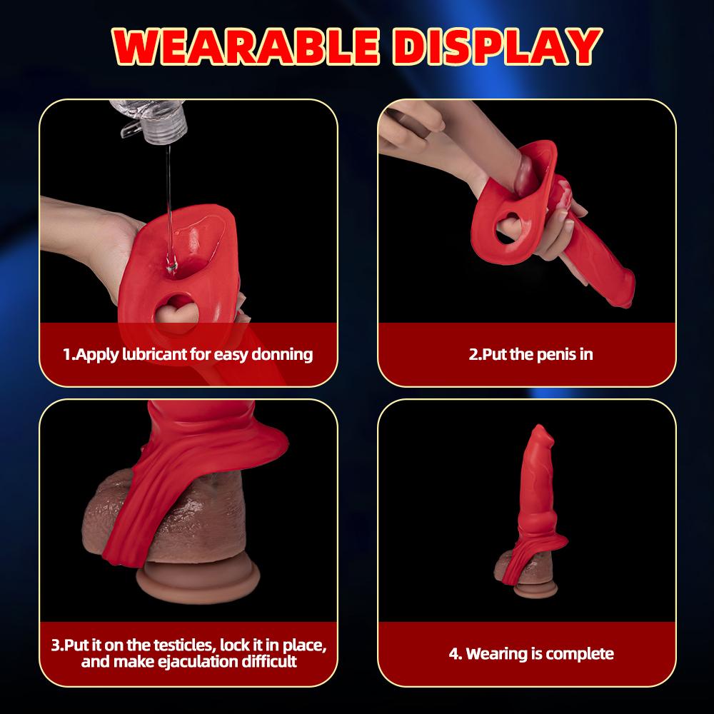 Silicone Penis Sleeve Realistic Dog Cock Sleeve Penis Enlargement Adult Tool Male Lasting Toys Penis Extender Reusable Condoms