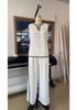 European Style V-Neck Sleeveless Top with Black Trim & Color Blocking, Paired with Simple High-End Wide-Leg Pants - 2026 Summer Collection