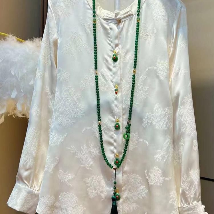 2024 Damen Übergröße Schlankmachende Chinesischer Stil Langarm Bluse