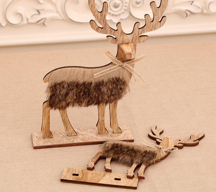 

Рождественские украшения из дерева, собранные вместе рождественские украшения в виде оленей, рождественские украшения в виде оленей, плюшевые рождественские олени в виде бревен Small