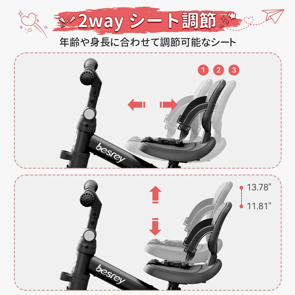 תלת אופן besrey תלת אופן לילדים מתקפל כידון מוט דחיפה 5 ב-1 גיל שנה שנתיים שלוש שנים אופני ריצה צעצוע רכיבה על אופניים פעוט