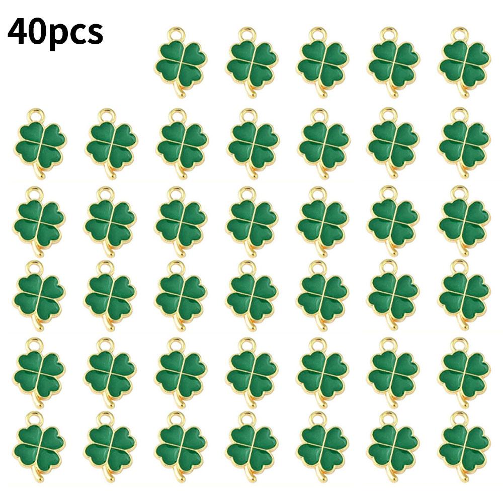 

10/20/40 шматочків сплаву кулон у вигляді олії, кулон із зеленої конюшини, ювелірні вироби з конюшини, декоративні аксесуари, сережки своїми руками, намиста, браслети 40pcs