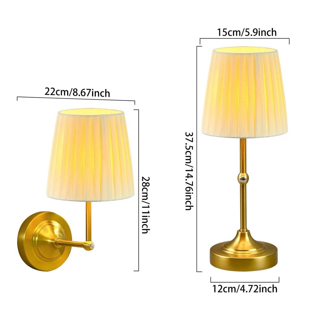 Rechargeable Cordless LED Wall Light Table Lamp Touch Control Led Desk Light Night Lights Fabric Shade Bedroom Modern Design