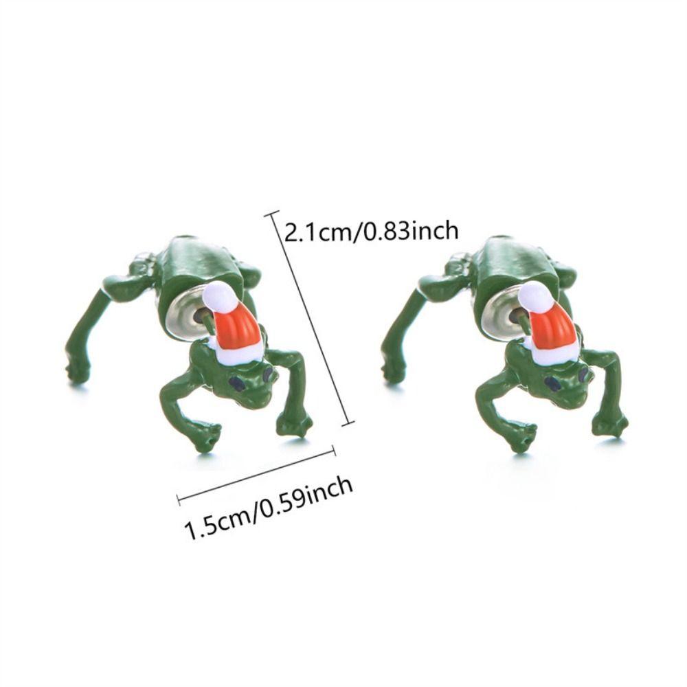 Waterproof Frog Earrings Santa Hat Rock Ear Decoration New Christmas Earrings  Party