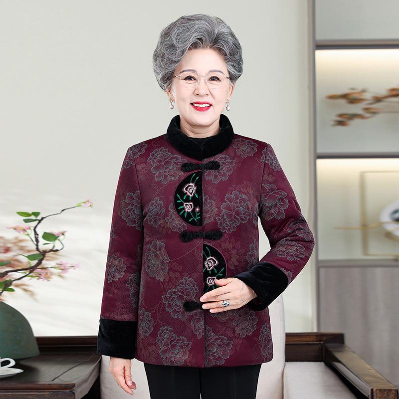 Warm Autumn-Winter Coat for Middle-Aged and Elderly Women - Plus Velvet, Cotton Jacket