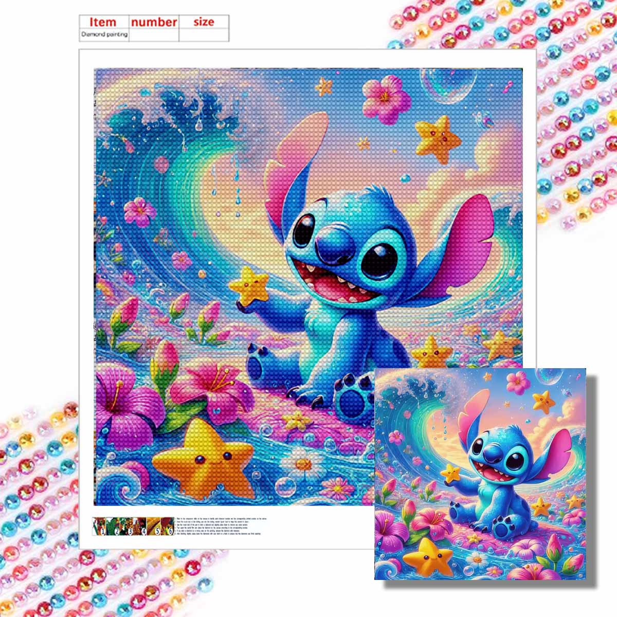 

DIY Diamond Painting Round Diamond Lovely Stitch Full Diamond Mosaic Home Decoration Painting Cross Stitch Kit Round 20x20cm
