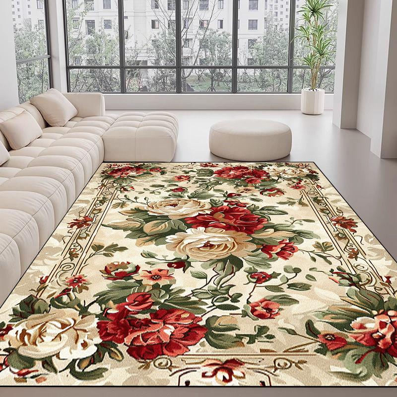 Tappeti Stile Europeo Lusso Leggero Decorazione Soggiorno Tappeto Floreale Area Divano Salotto Tappetino Pavimento Camera da Letto Cabina Armadio Tappeto Morbido