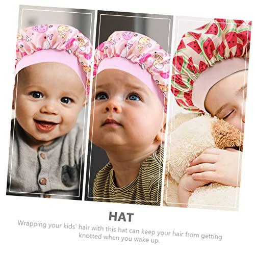 Kids Shower Cap 3 Pack, Stretch Sleep Cap, Baby Bath Hat, Adjustable Waterproof Shower Cap for Hair Care, Soft Satin Material