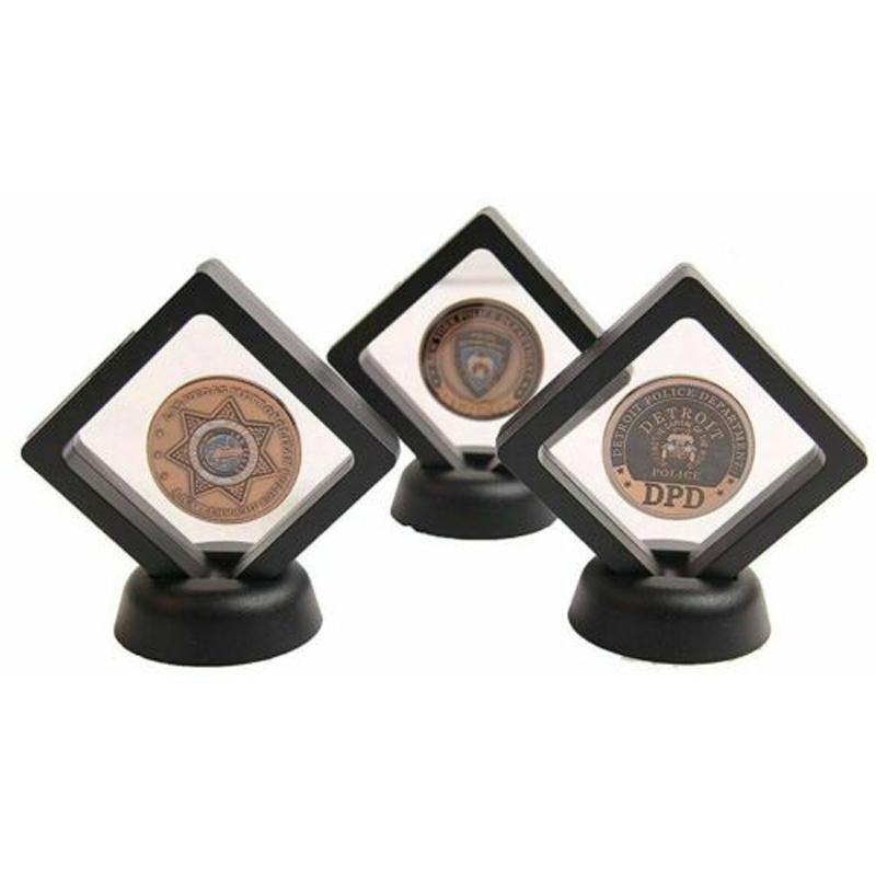 Black Coin Display Holder 50*50 Mm 2pcs Exhibiting Medals Stamps Medals New