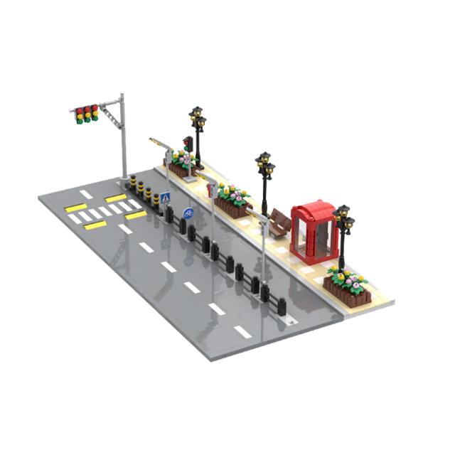 Pedestrian Bridge MOC Playthings Construction Bricks City Traffic Scene Street View Parts Blocks Traffic Motorway Works With City Bricksi