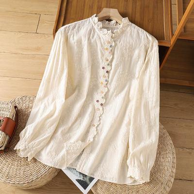 Kadınlar İçin Gömlek Oversize Pamuk Bol Bluz Günlük Uzun Kollu Kazak Devrik Yaka Gömlek Üst