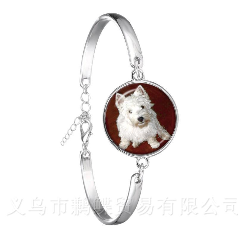 Agile Dog Bracelet French Bulldog Cocker Spaniel Look Like Cute Cuddly Silver Plated Chain Bangle Glass Dome Men Women Jewelry