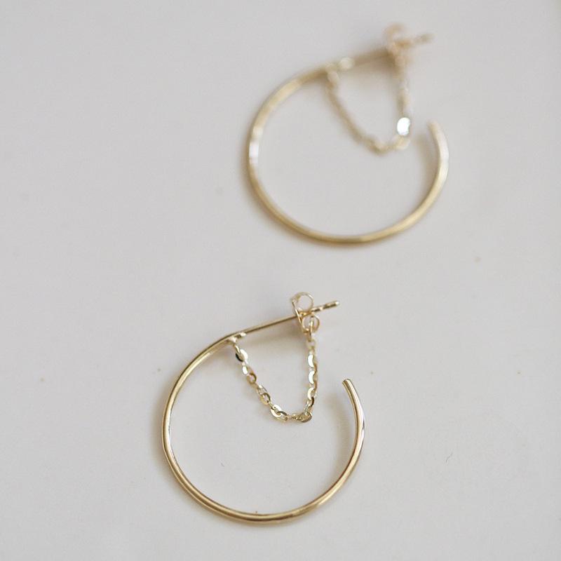 S925 Sterling Silver Big Circle Hoop Earrings For Women Kids 14K Gold Plated Ear Wedding Party Jewelry Gift Female Pendientes