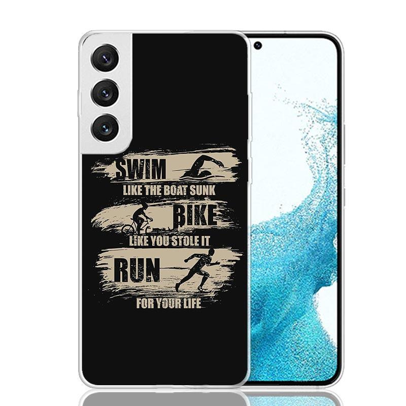 Triathlon Schwimmen Radfahren Laufen Handyhülle Für Samsung Galaxy S26 Ultra S23 S24 S25 Edge S20 FE S21 S22 Plus Weiche Druckschalenabdeckung Fund