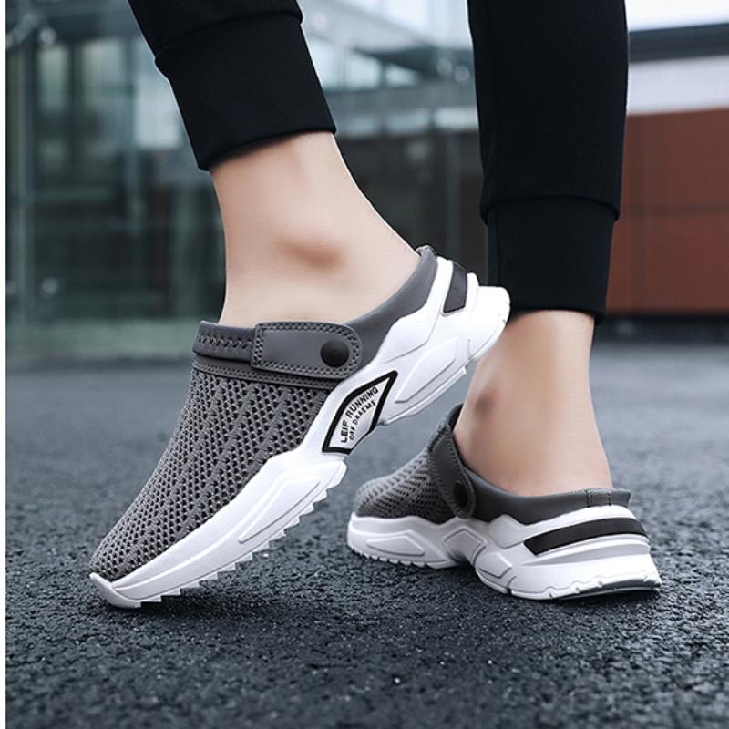 

Летние мужские сандалии, пляжные тапочки, сандалии с дышащей сеткой, пляжная обувь, уличные садовые шлепанцы, мужские шлепанцы 41