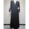 Arab Dubai Cardigan Rason Lotus Leaf Cuff Patchwork Beads Indonesia Fashion Long Outwear Robe