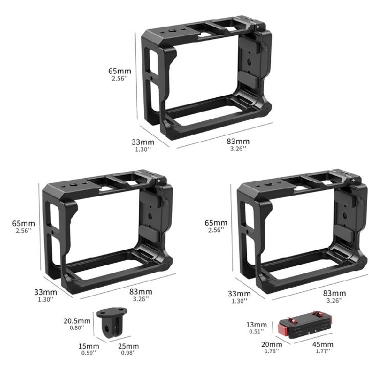 Multiple Angle Aluminum Alloy Camera Cage For Pro2 Action Cameras Featuring Quick Magnetic Attachment System