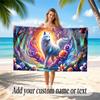 Wolf Theme Beach Towel Personalized Custom Name & Text Soft Quick Dry Beach Towel for Swimming Travel