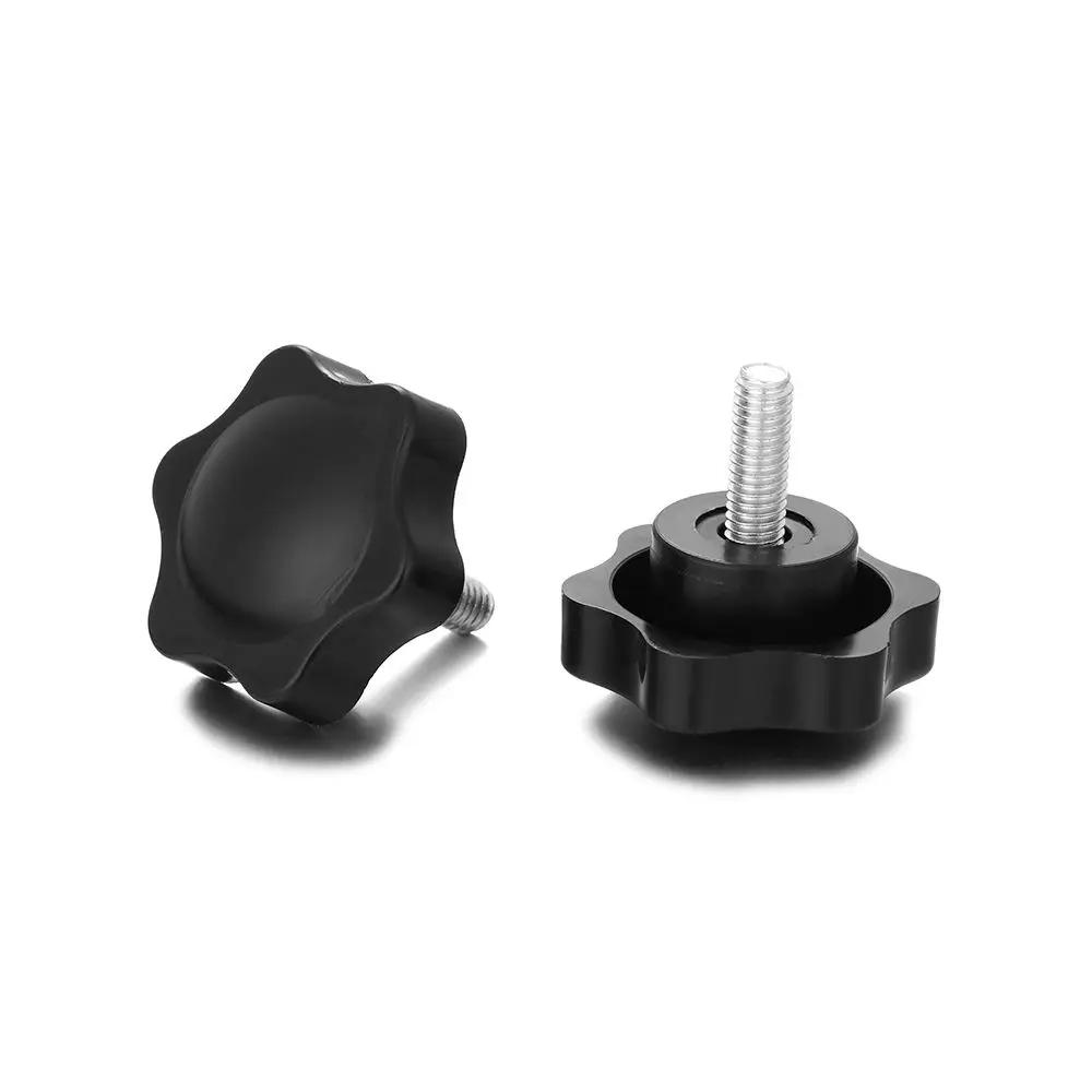 4Pcs M6 M8 Hexagon Star Knobs Grips Threaded Clamping Nut 38mm Dia Black Handle Easy To Install Screws Hardware Accessories