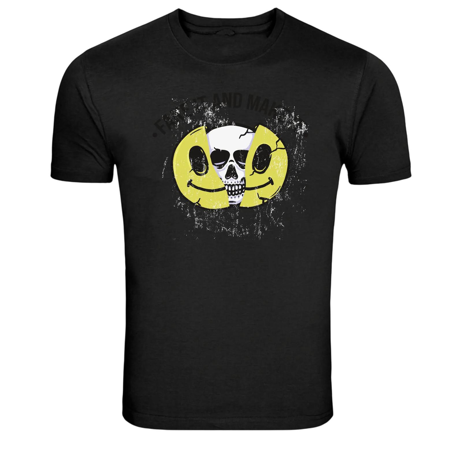 Broken Smile Skull Face Dark Humor Graphic T-Shirt XL
