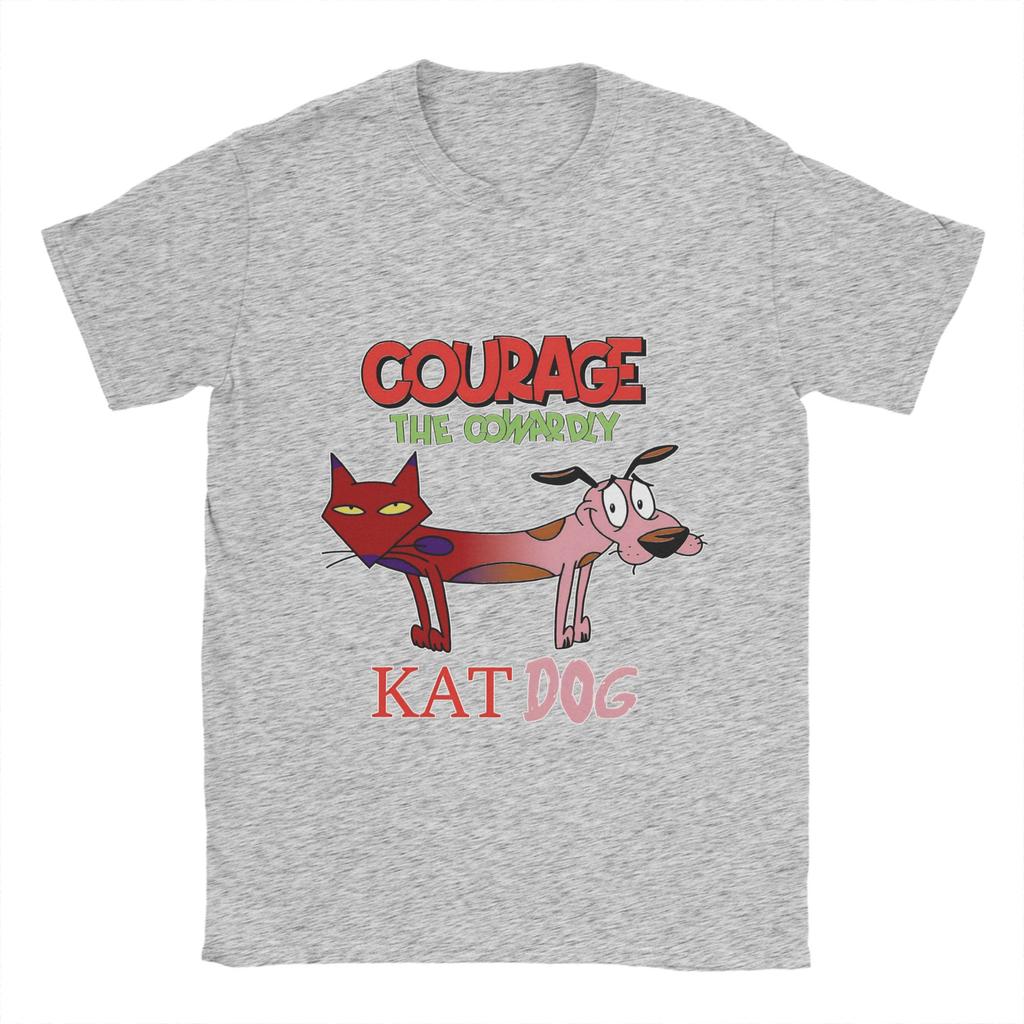 Courage Dog  T Shirts Men's  Pure Cotton Awesome T-Shirts Round Neck  Tee Shirt Short Sleeve Clothing Printed