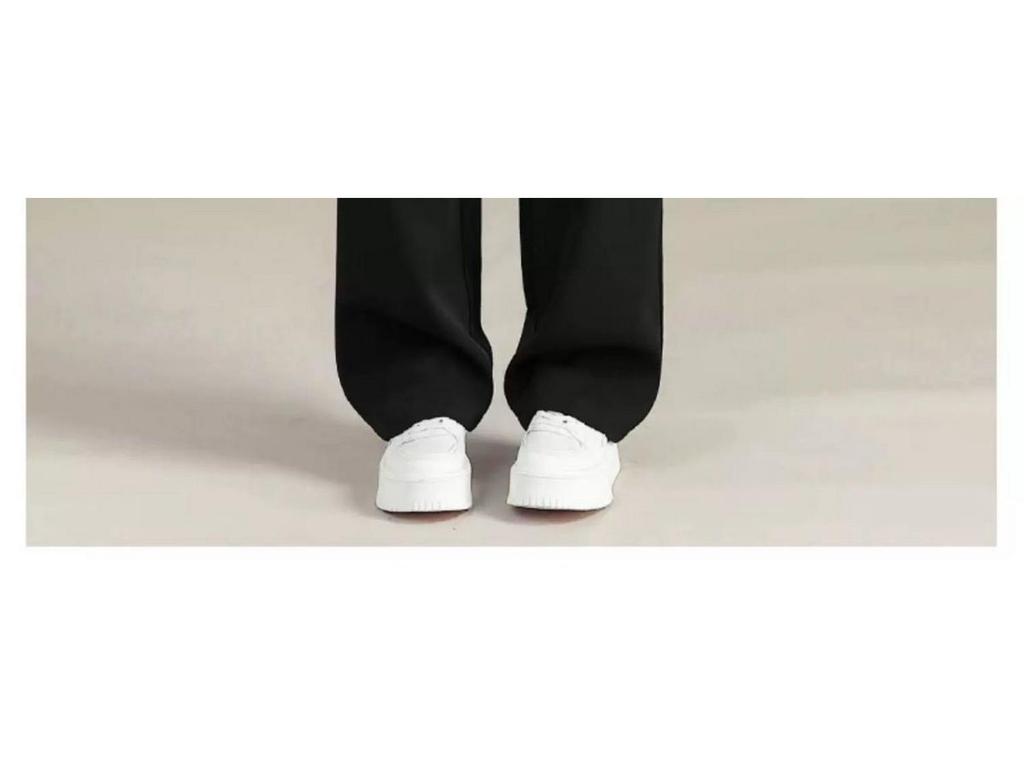 Women's Autumn/Winter 2025 Black Wide-Leg Straight Suit Pants with Fleece Lining