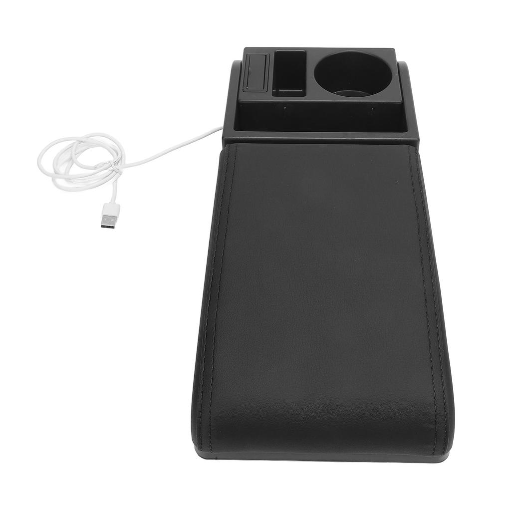 Mittelkonsole Armlehnenbox Abdeckung Verstellbare Länge mit USB-Ladeanschluss Becherhalter Universelle Passform