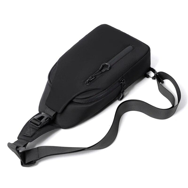 A Cool Men's Messenger Bag Casual Oxford Waterproof And Wearable Shoulder Bag Usb Rechargeable Chest Bag