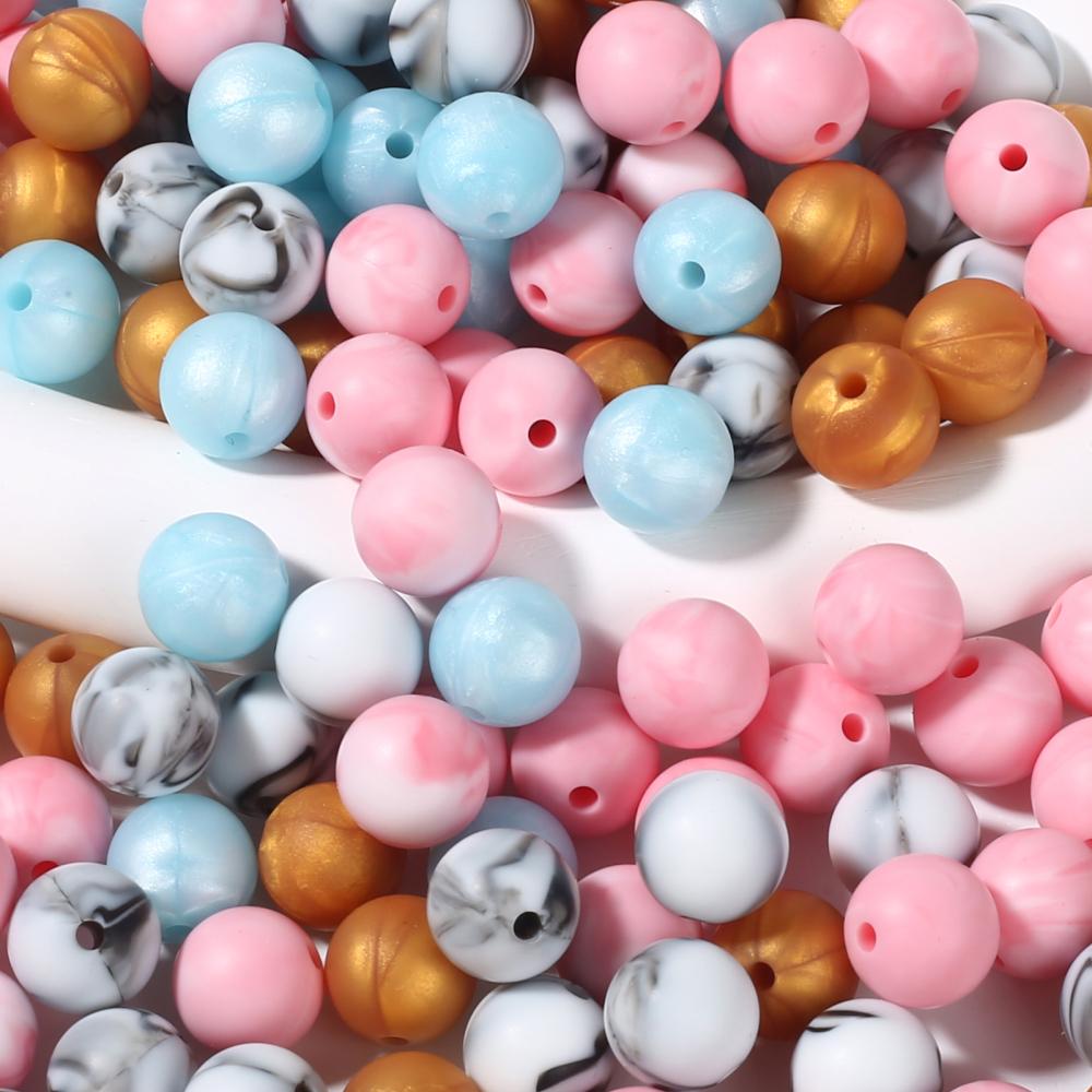50Pc 12mm 19Color Silicone Round Bead Food Grade Teether Chew Bead For Handmade Baby Pacifier Chain DIY Jewelry Making Accessory