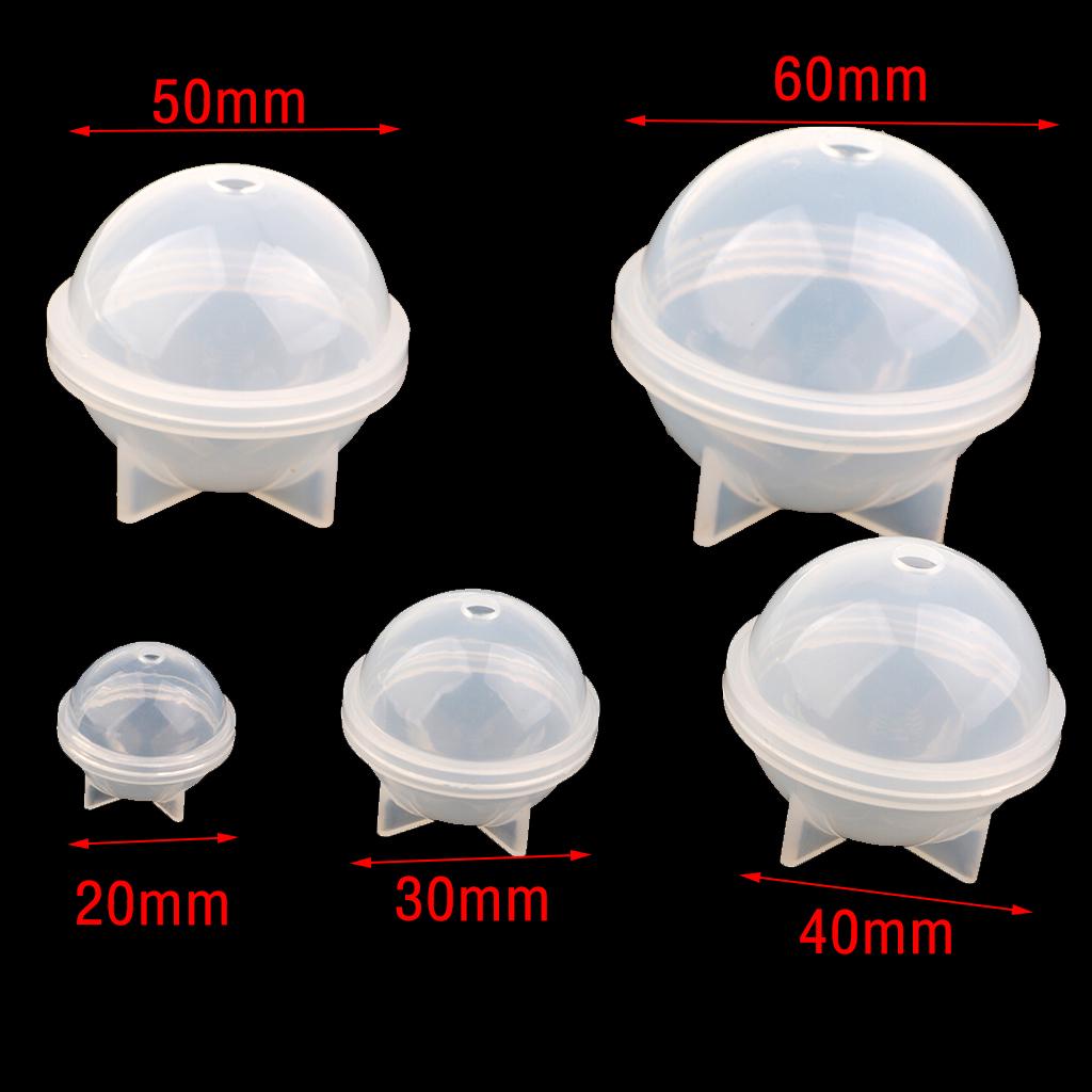 2 stykker kulekuleform silikonform for harpiksstøping 50 mm 60 mm