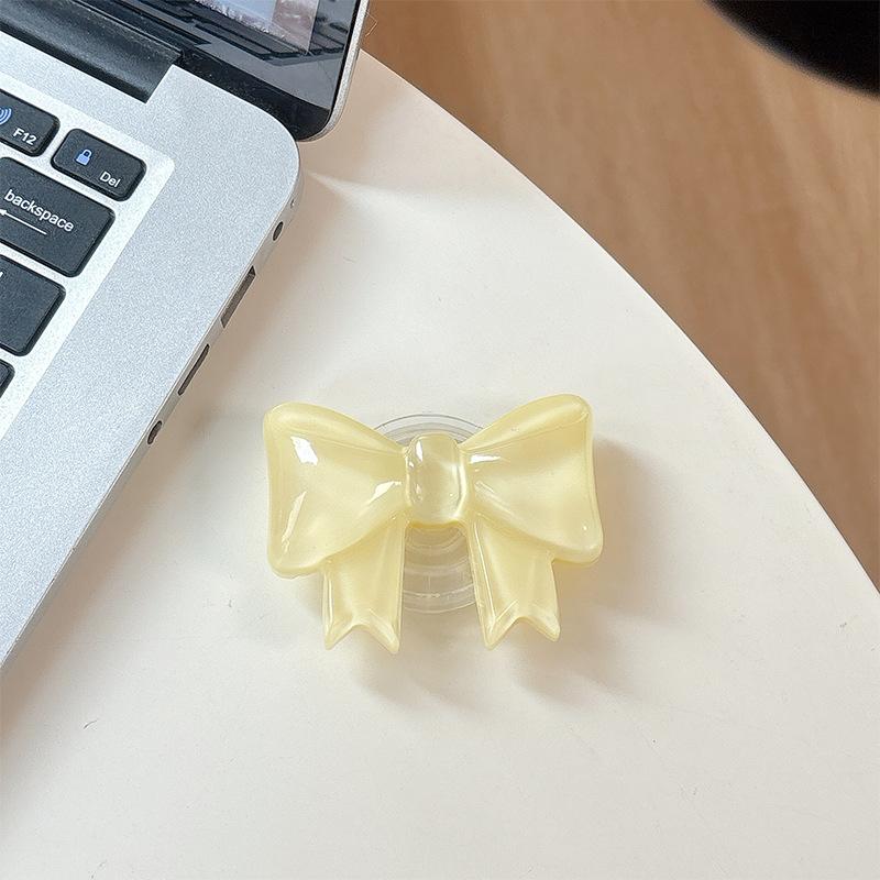 Solid Color Bow Mobile Phone Airbag Bracket Paste Retractable Ring Girl Desktop Drama Support