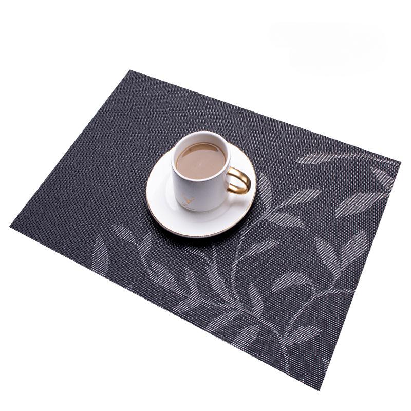 Nordic Leaf Jacquard PVC Placemat Heat-Resistant Washable Durable Table Mats Home Kitchen Hotel Dining Decor